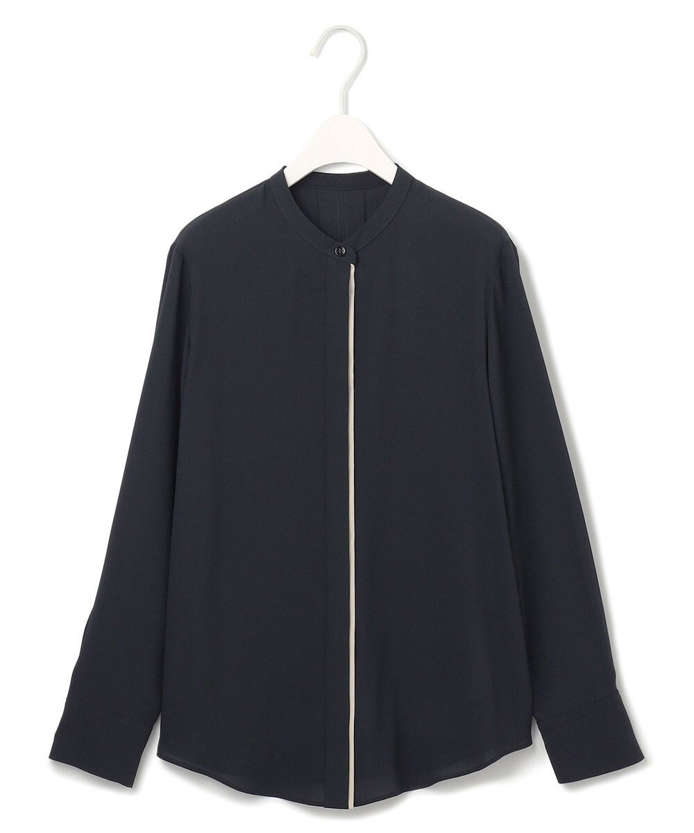 ICB L 【UVケア・速乾・洗える】BackSatinAmunzen バンドカラーブラウス 