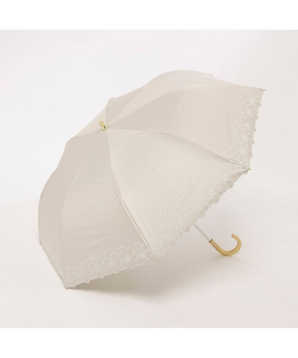 UNBILLION カシュネ cachenez / PUグレースフラワー刺繍トップレス2段折りたたみ傘 