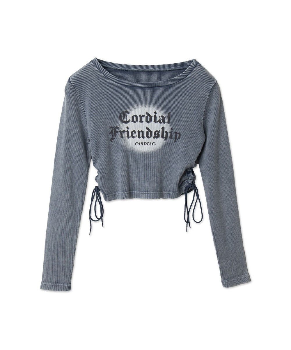 WEGO ヴィンテージウォッシュレースアップロンT 