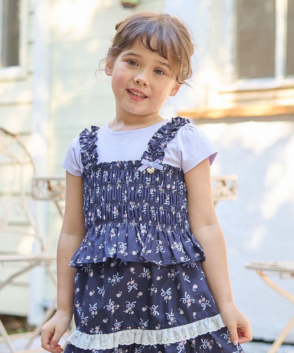 ANY KIDS フラワー×リボン ビスチェ付きTシャツ 