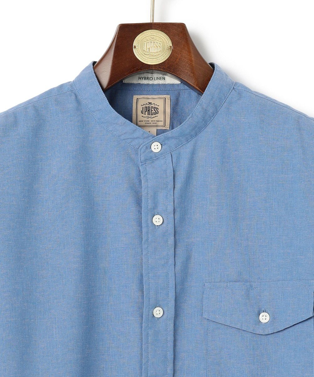 J.PRESS MEN 【HYBRID LINEN】 バンドカラーシャツ 
