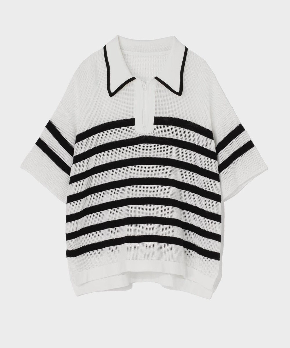 GRACE CONTINENTAL ワッフルボーダートップ 