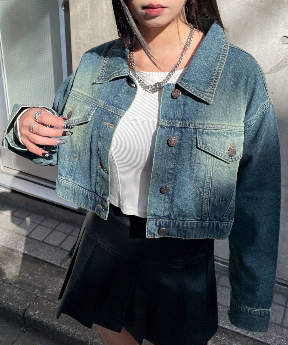 WEGO ヴィンテージウォッシュショートデニムジャケット 