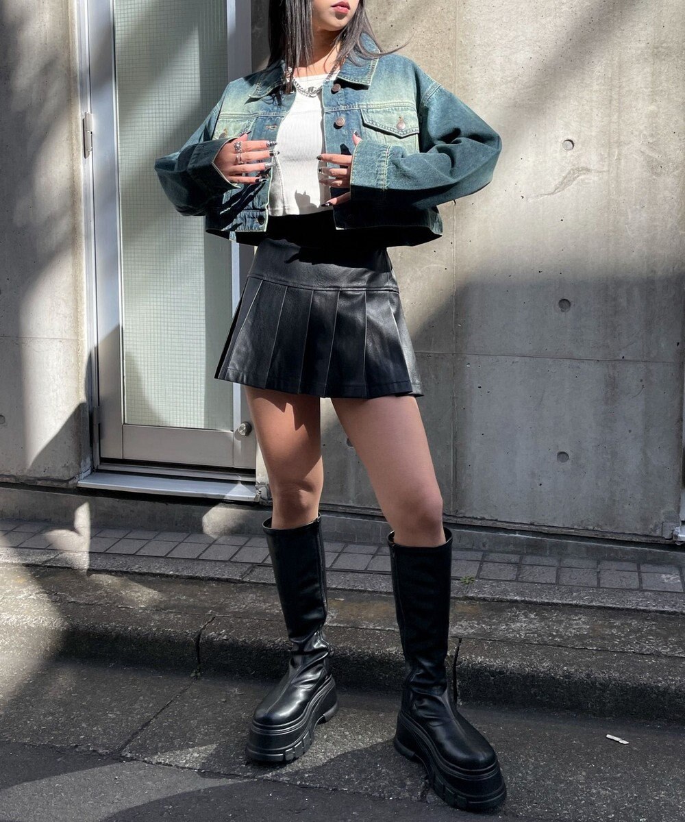 WEGO ヴィンテージウォッシュショートデニムジャケット 