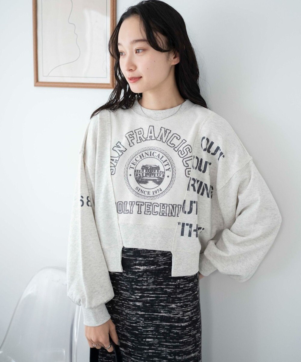 WEGO リメイク風切り替えショートスウェット 