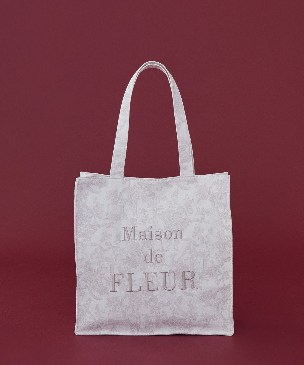 Maison de FLEUR フラワーガーデンロゴ刺繍スクエアトート 