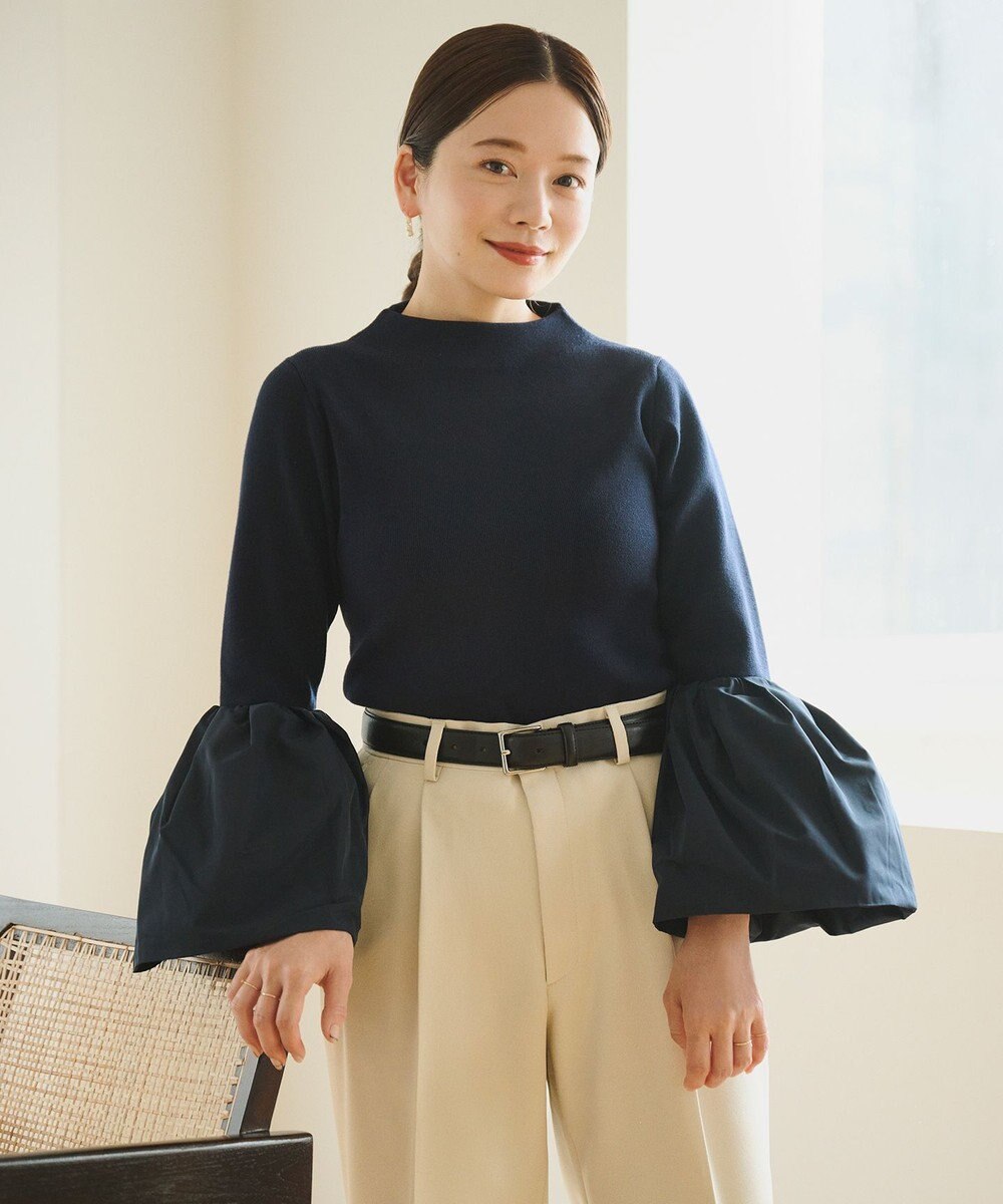 #Newans 【洗える】コンビネーションベルスリーブニット 