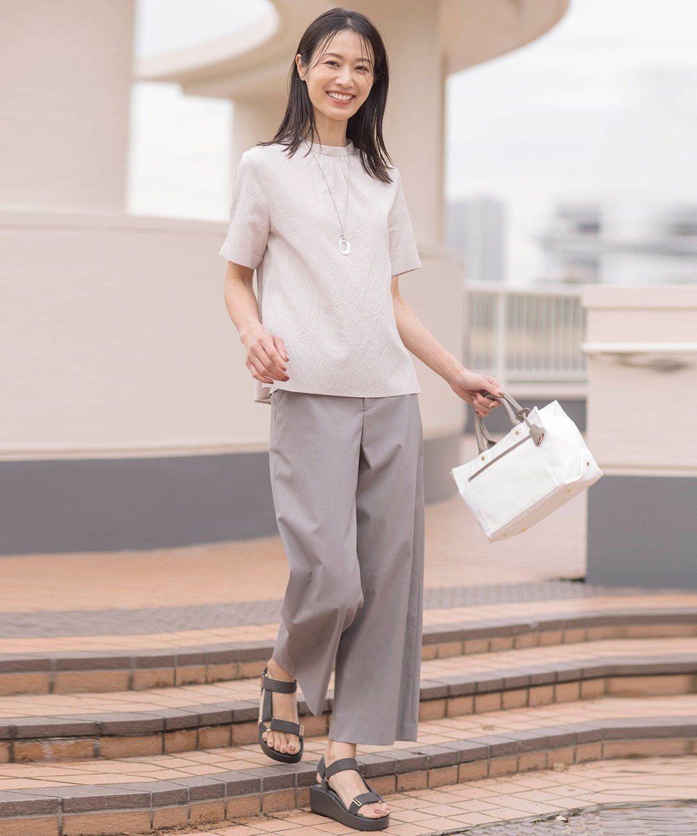 J.PRESS LADIES 【洗える】アセテートレーヨンコットンチェック ペプラム ブラウス 