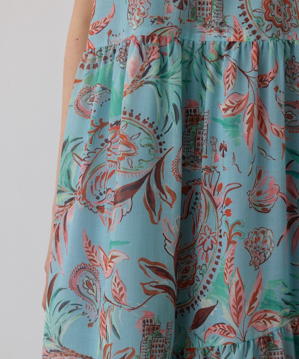 GRACE CONTINENTAL リゾートプリントティアードワンピース 