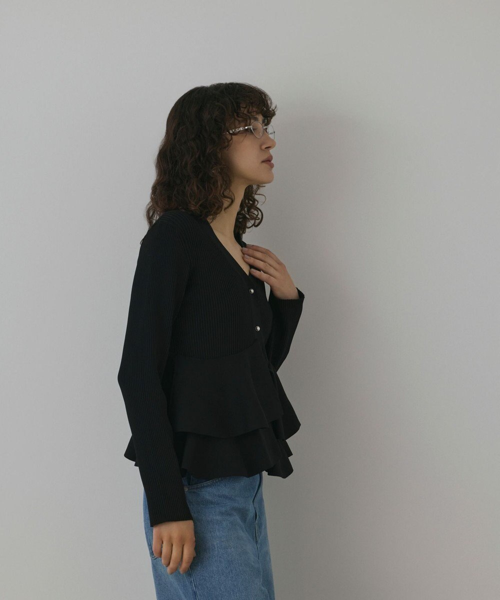 GRACE CONTINENTAL ペプラムニットカーディガン 