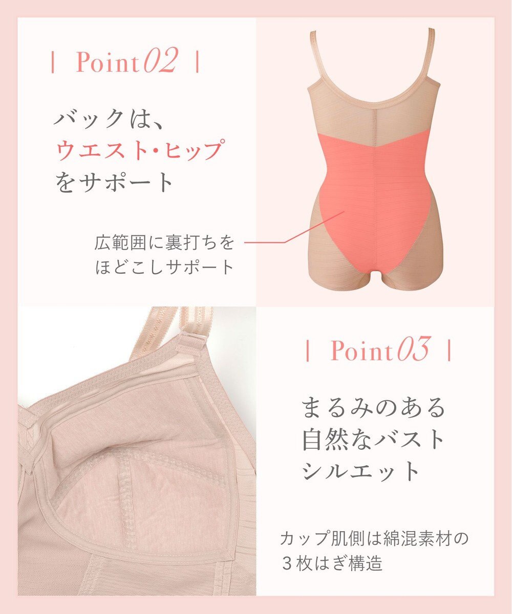 Wing ボディスーツ しっかりした着用感 しっかりおなか押さえ 背中・ウエスト・ヒップサポート NA3639 ウイング／ワコール 