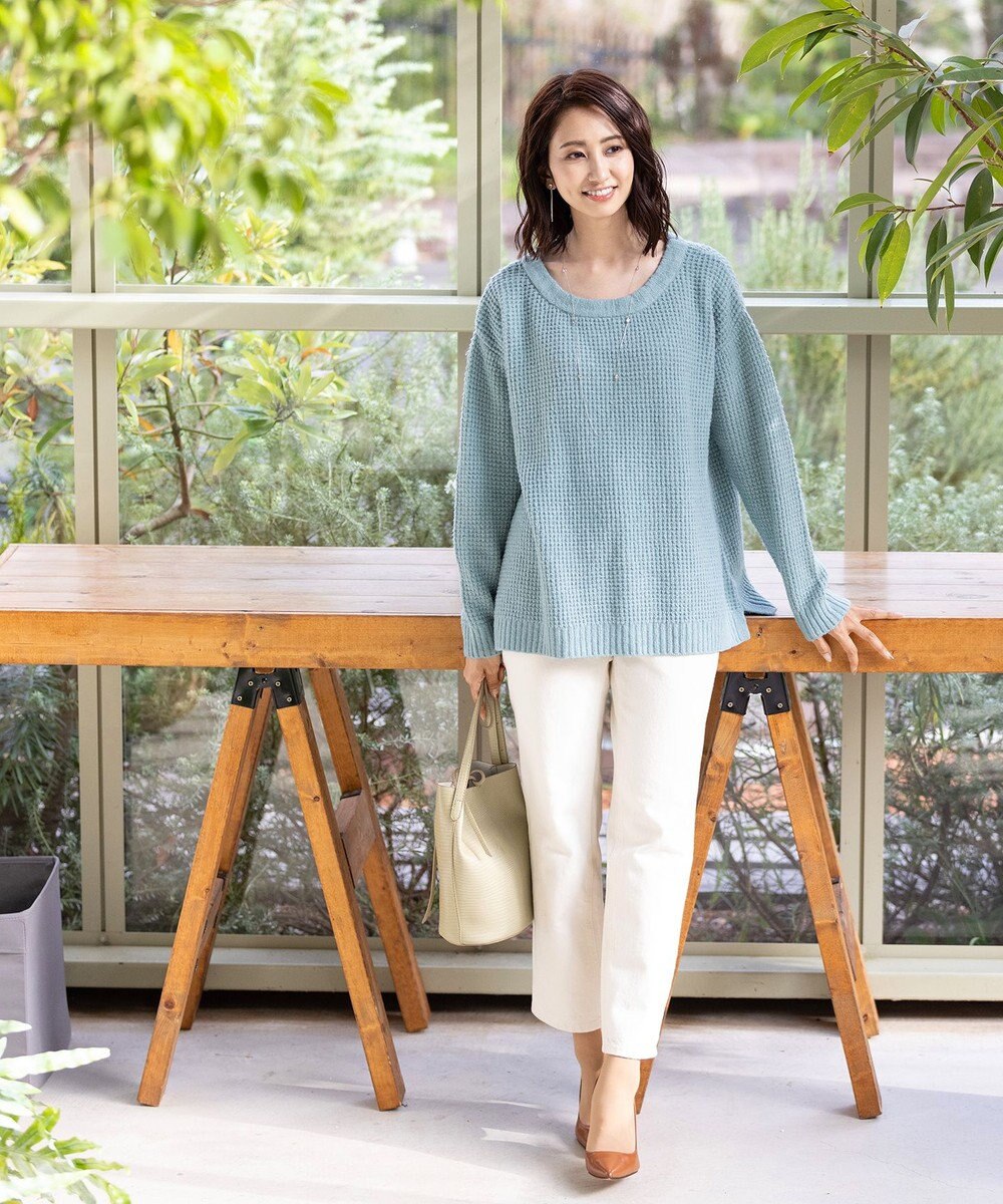 Tiaclasse 【洗える】大人可愛いワッフルニットトップス 