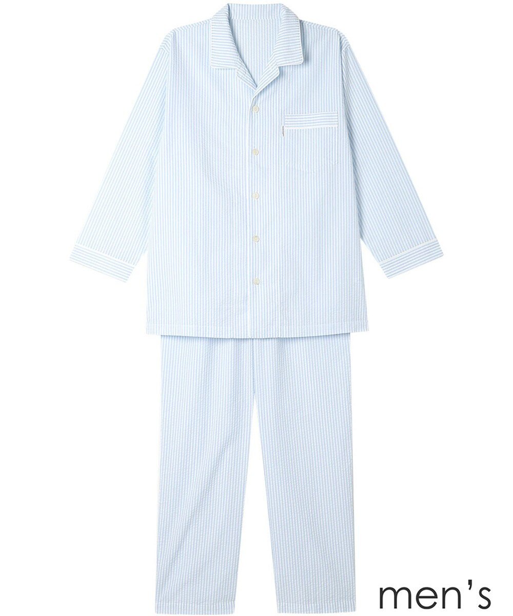 ワコール／睡眠科学 メンズ パジャマ 長袖 長ズボン 綿100%(本体) サッカー素材 YGX345 睡眠科学／ワコール 