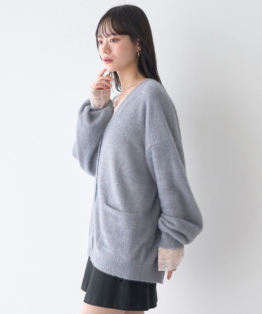 earth music&ecology ラメミニシャギーＶネックカーディガン 