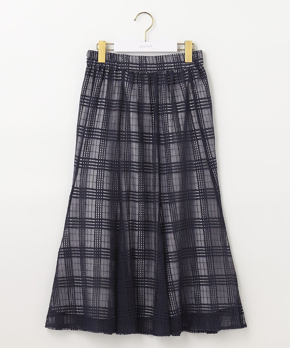 ANY SIS L レーシーチェック スカート 