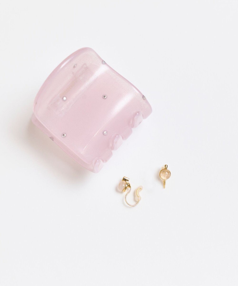 Phoebe <オンワード限定セット>【痛くないシリーズ】ミルキースタッズミニバンスクリップ×パワーストーンイヤリング 