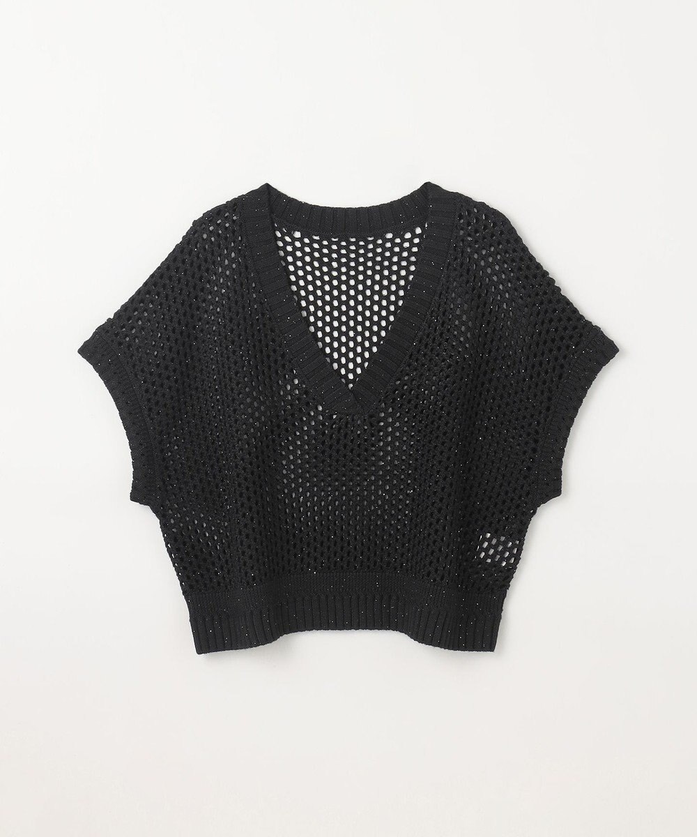 GRACE CONTINENTAL メッシュVネックニットトップ 