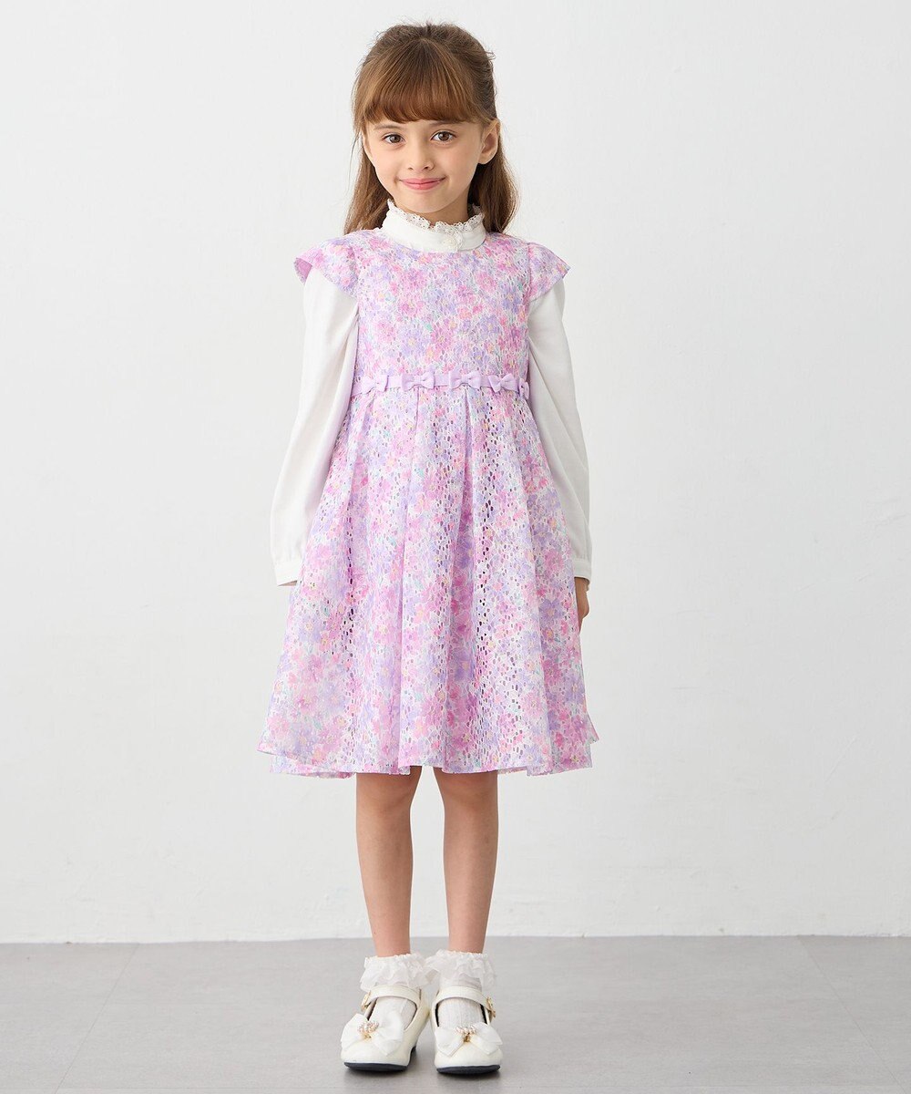 ANY KIDS リボン付きスタンドカラーブラウス 