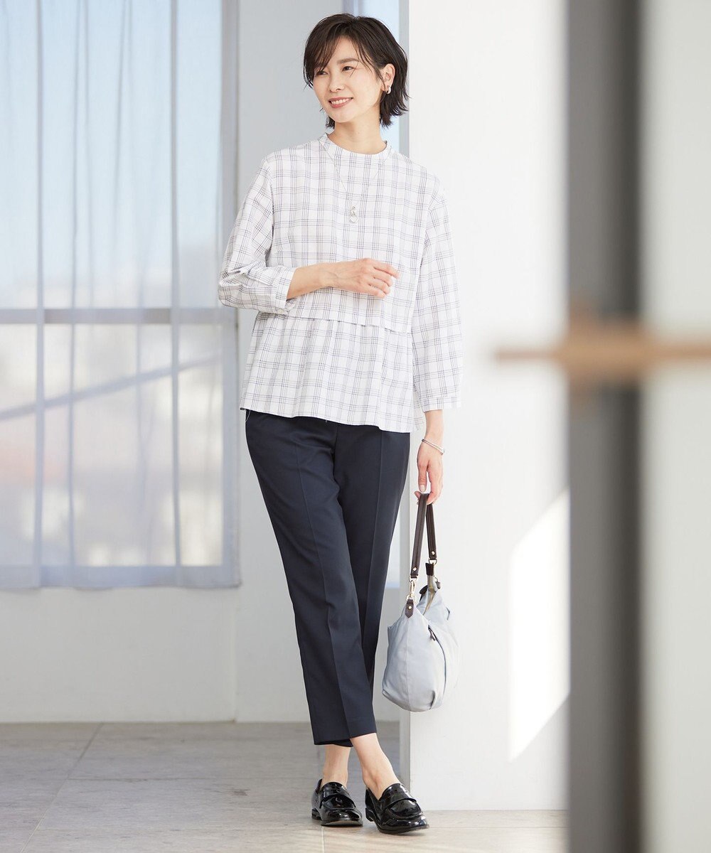 J.PRESS LADIES 【洗える】シャークスキン テーパード パンツ 