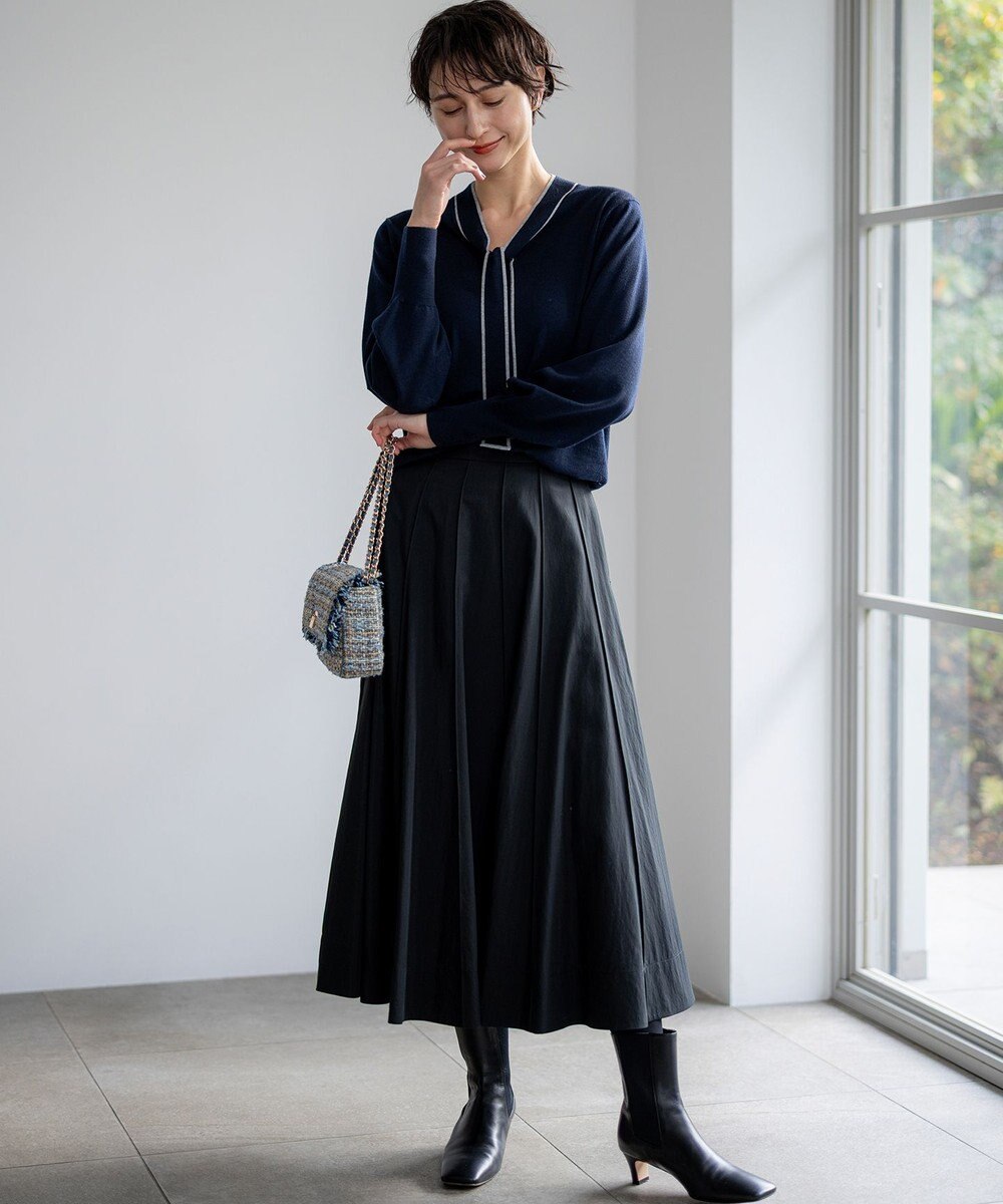 23区 L 【洗える】ウーステッドウール ボウタイ ニット 