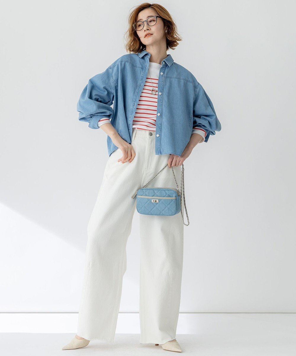 23区 L 【Oggi3月号掲載/洗える】ライトダンガリー クロップド ボリュームスリーブ シャツ 