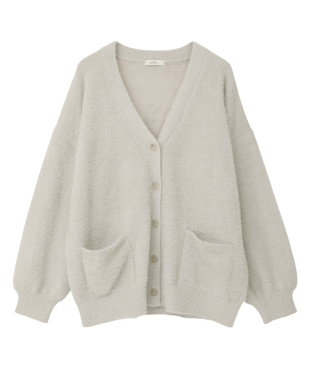 earth music&ecology ラメミニシャギーＶネックカーディガン 