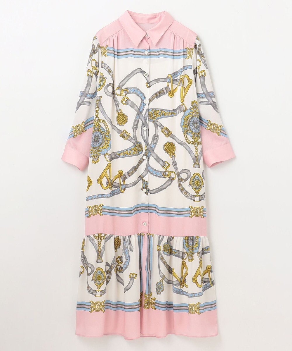 GRACE CONTINENTAL スカーフプリントシャツドレス 