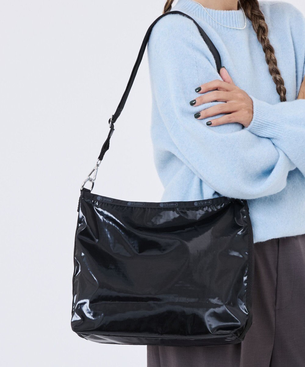 LeSportsac MEDIUM ZIP SHOULDER/ブラックシャイン 