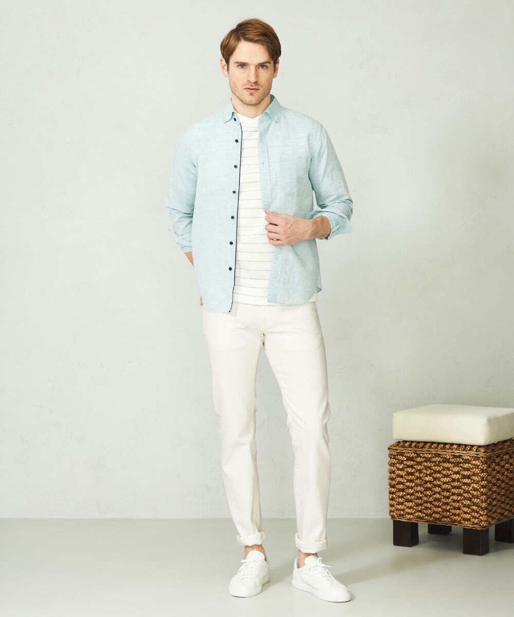 JOSEPH ABBOUD 【キングサイズ・カラー豊富/サステイナブル】リヨセルリネンサッカーシャツ 