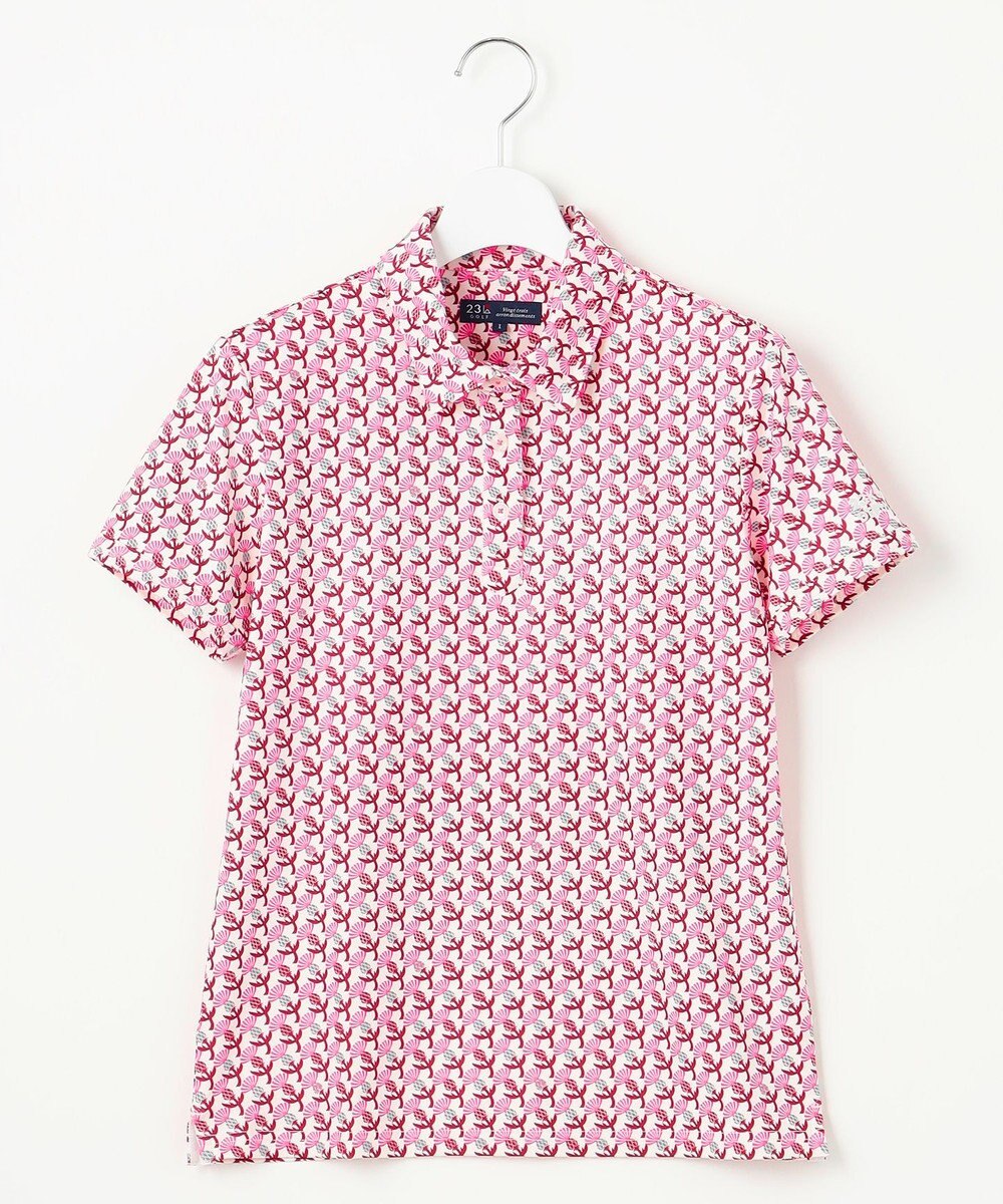 23区GOLF 【WOMEN】【吸水速乾/UVカット】アザミ小紋柄半袖ポロシャツ 