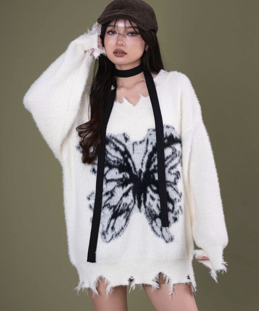 WEGO バタフライダメージニット 