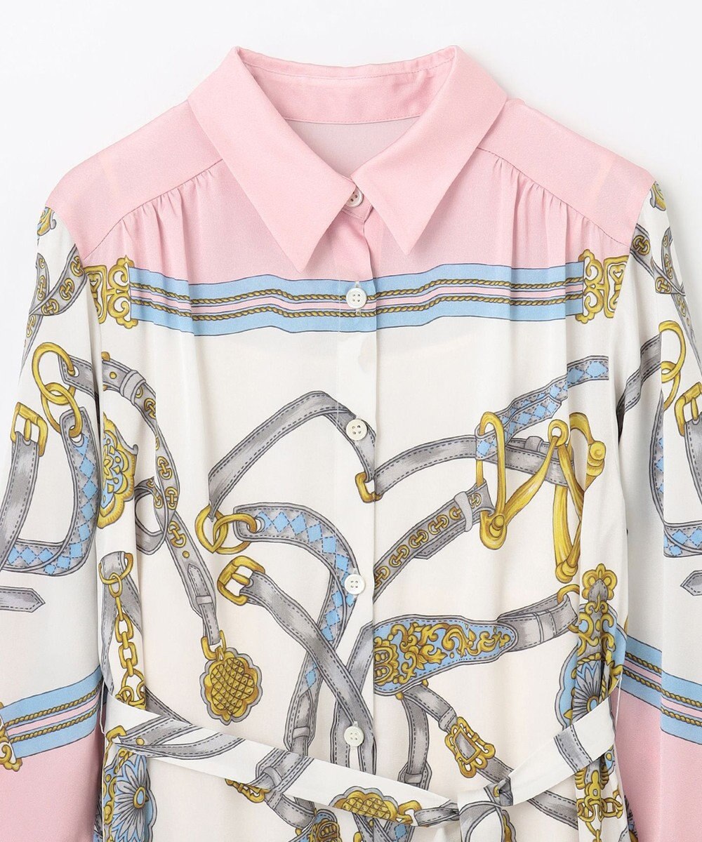 GRACE CONTINENTAL スカーフプリントシャツドレス 