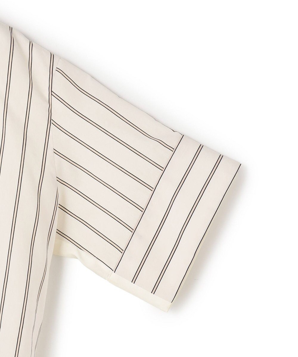 BEIGE， QUARTZ / 異素材コンビ ストライプシャツ 