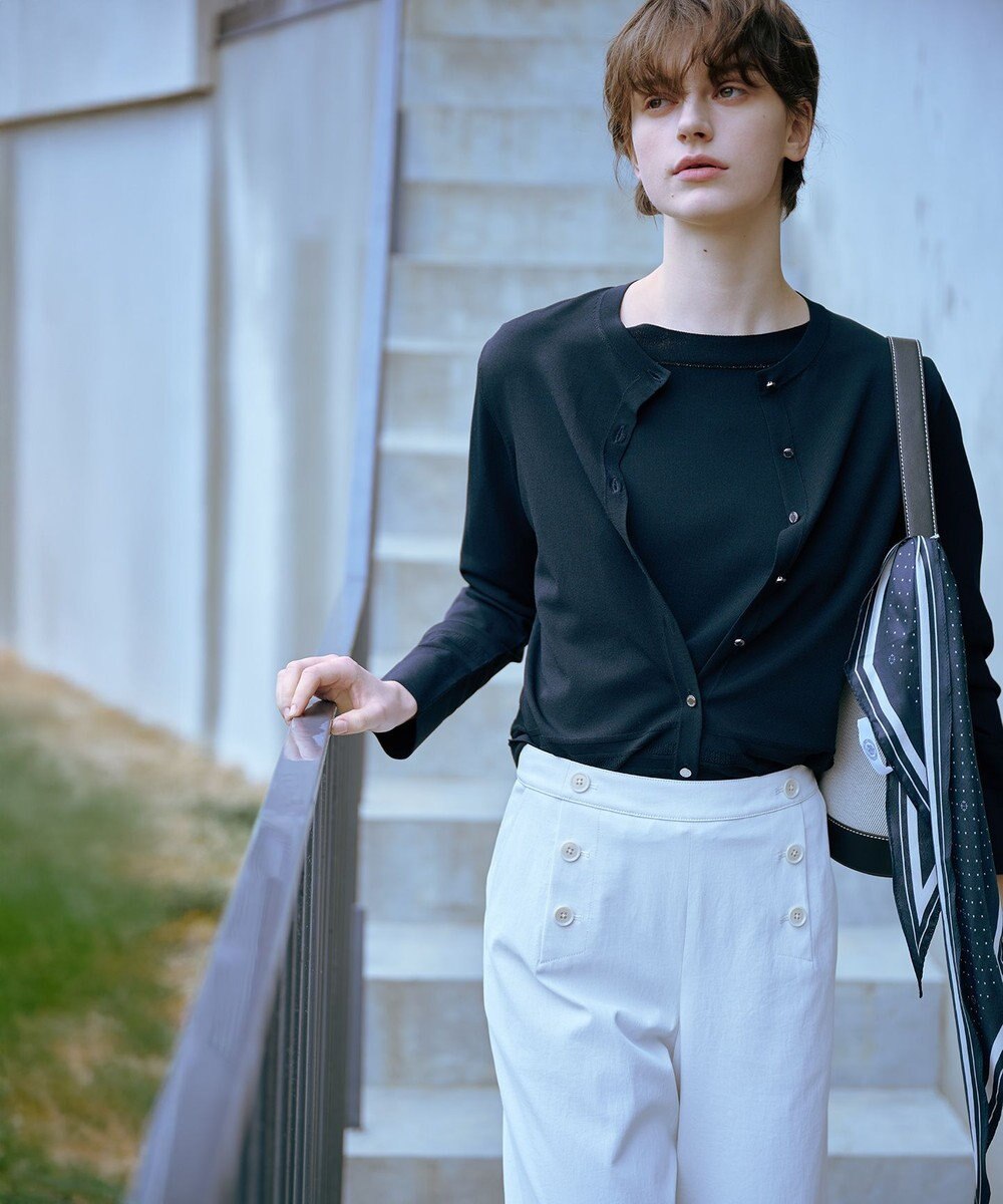 J.PRESS LADIES S 【洗える】RAYON ELITE STRETCH クルーネック カーディガン 