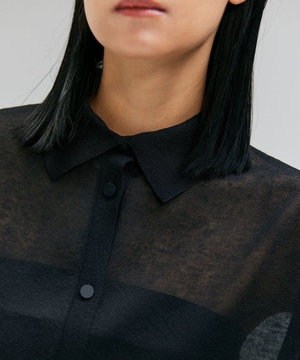 BEIGE， 【洗える・Oggi10月号掲載】MILANO / リネン混シアーポロカラーニット 