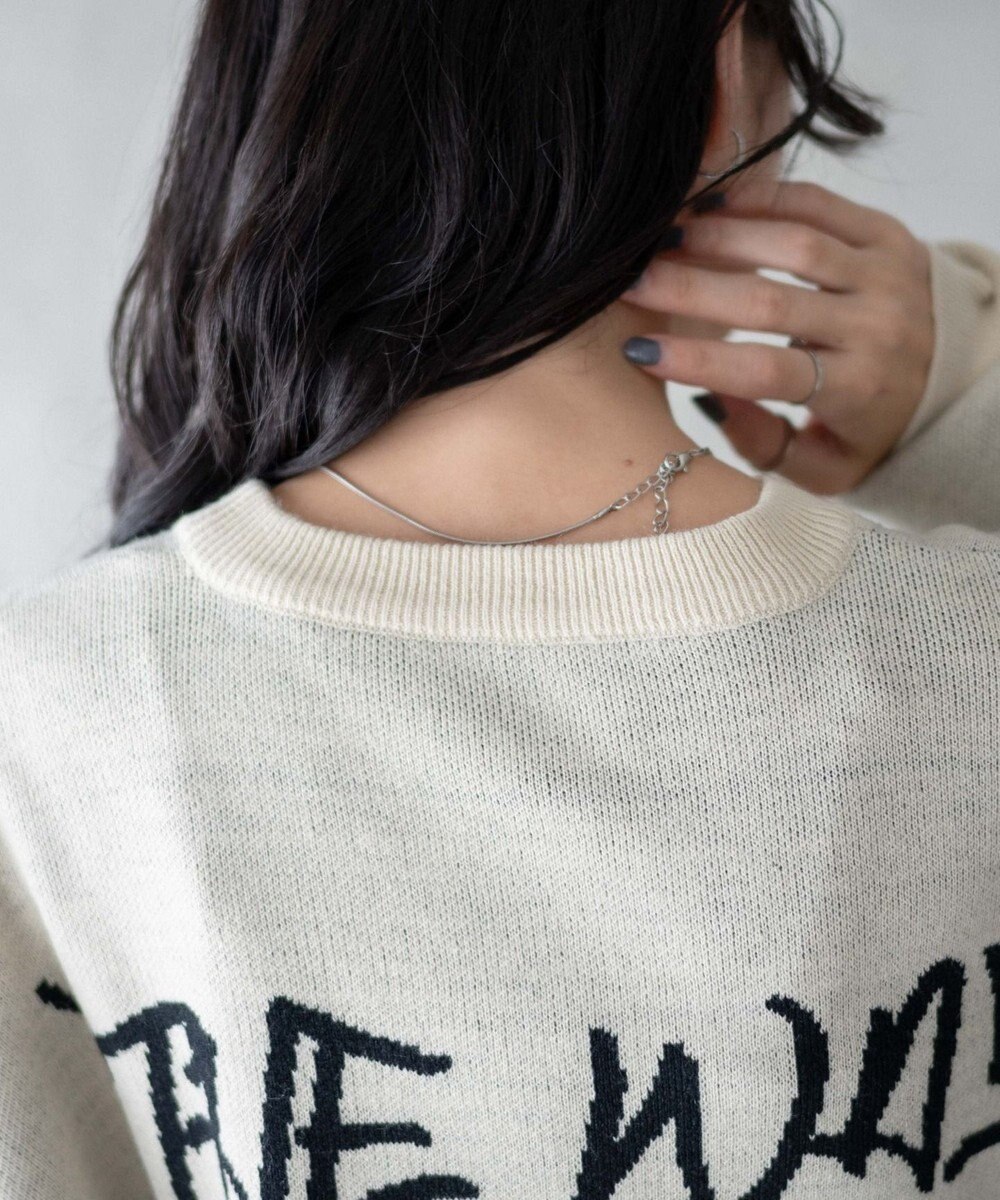 WEGO ハンドライティングジャガードニット 