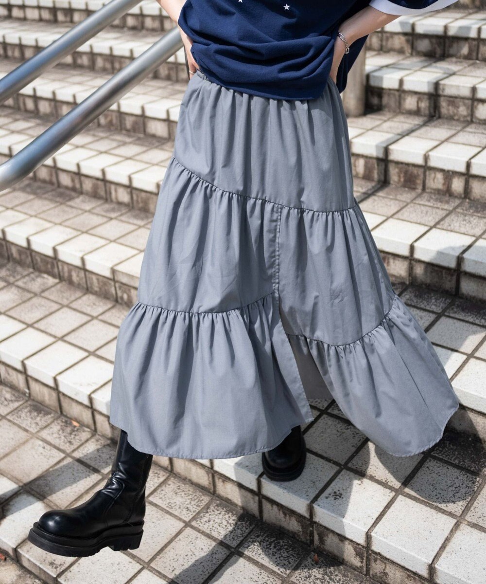 WEGO 【ウエストゴム】ランダムフリルロングスカート 