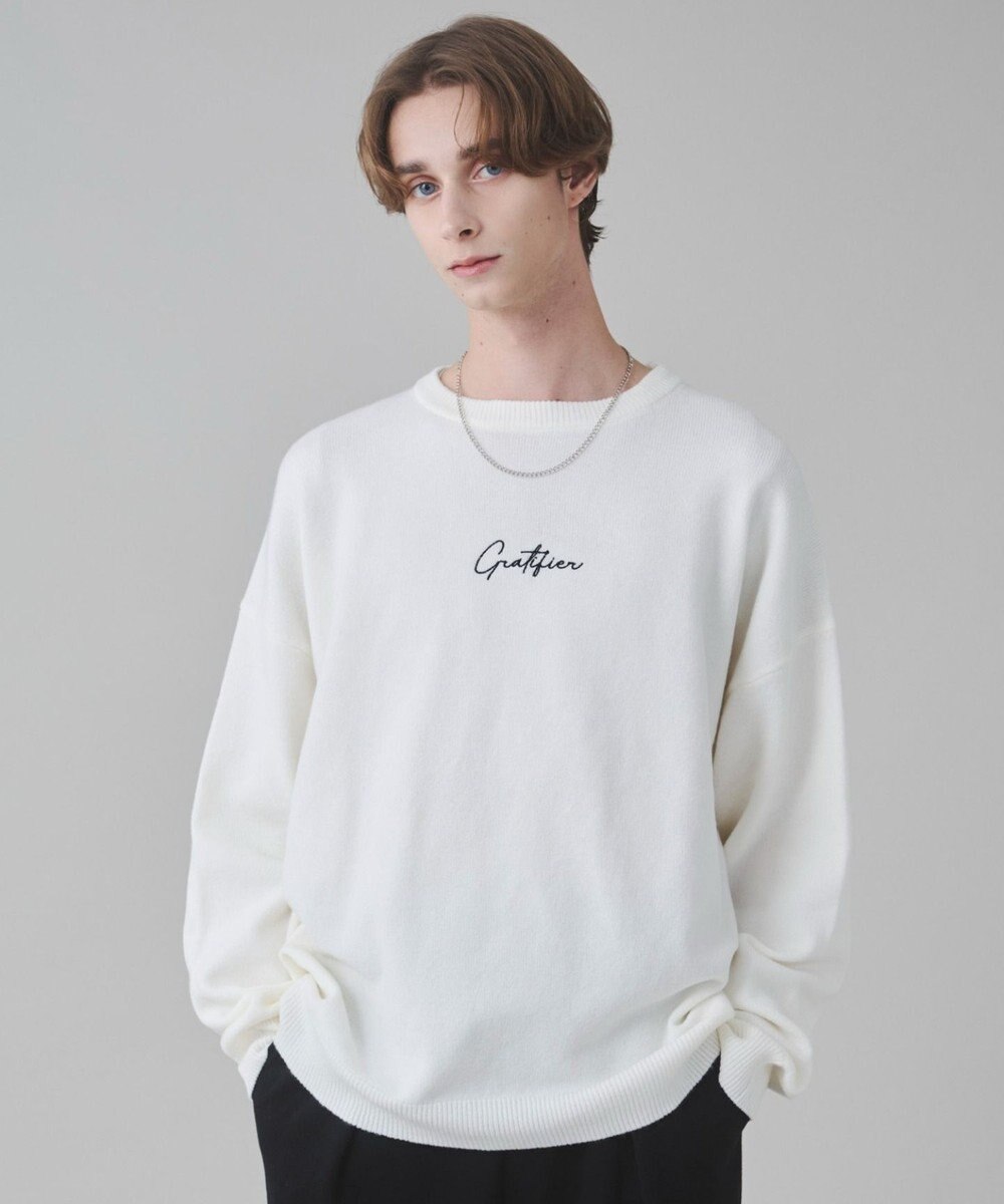 WEGO 【ユニセックス着用ITEM/SMLサイズ展開】アクセ付きワンポイントニットプルオーバー 