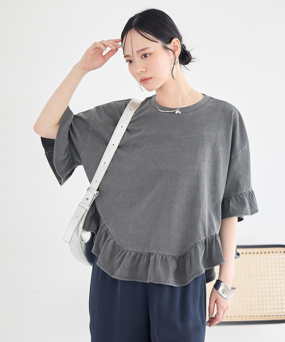 earth music&ecology ピグメントフリルTシャツ 