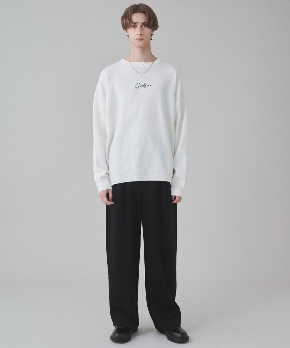 WEGO 【ユニセックス着用ITEM/SMLサイズ展開】アクセ付きワンポイントニットプルオーバー 