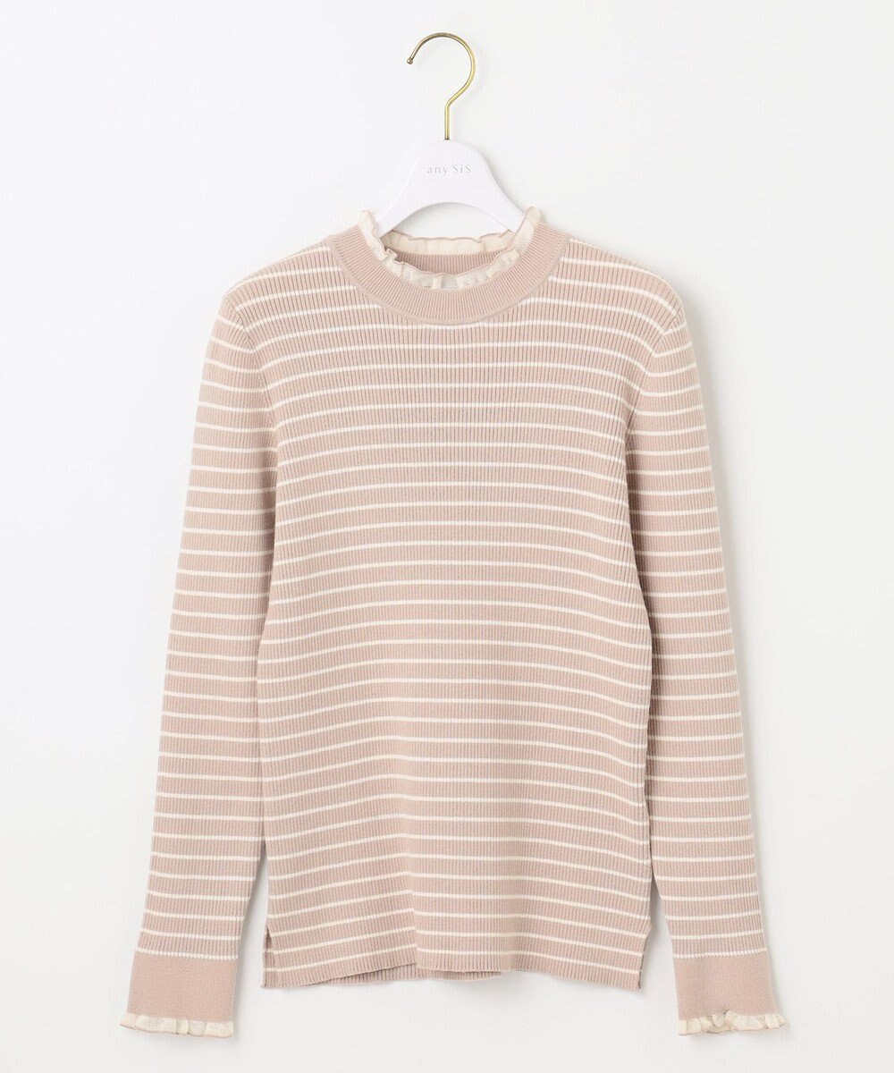 ANY SIS CICA加工 フリルネック プルオーバー 