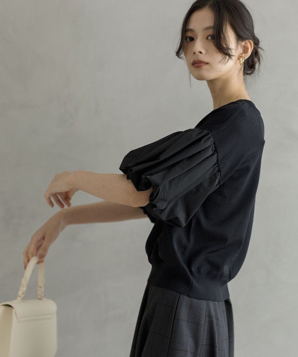 組曲 ストレッチクリアパフ袖 ニット 