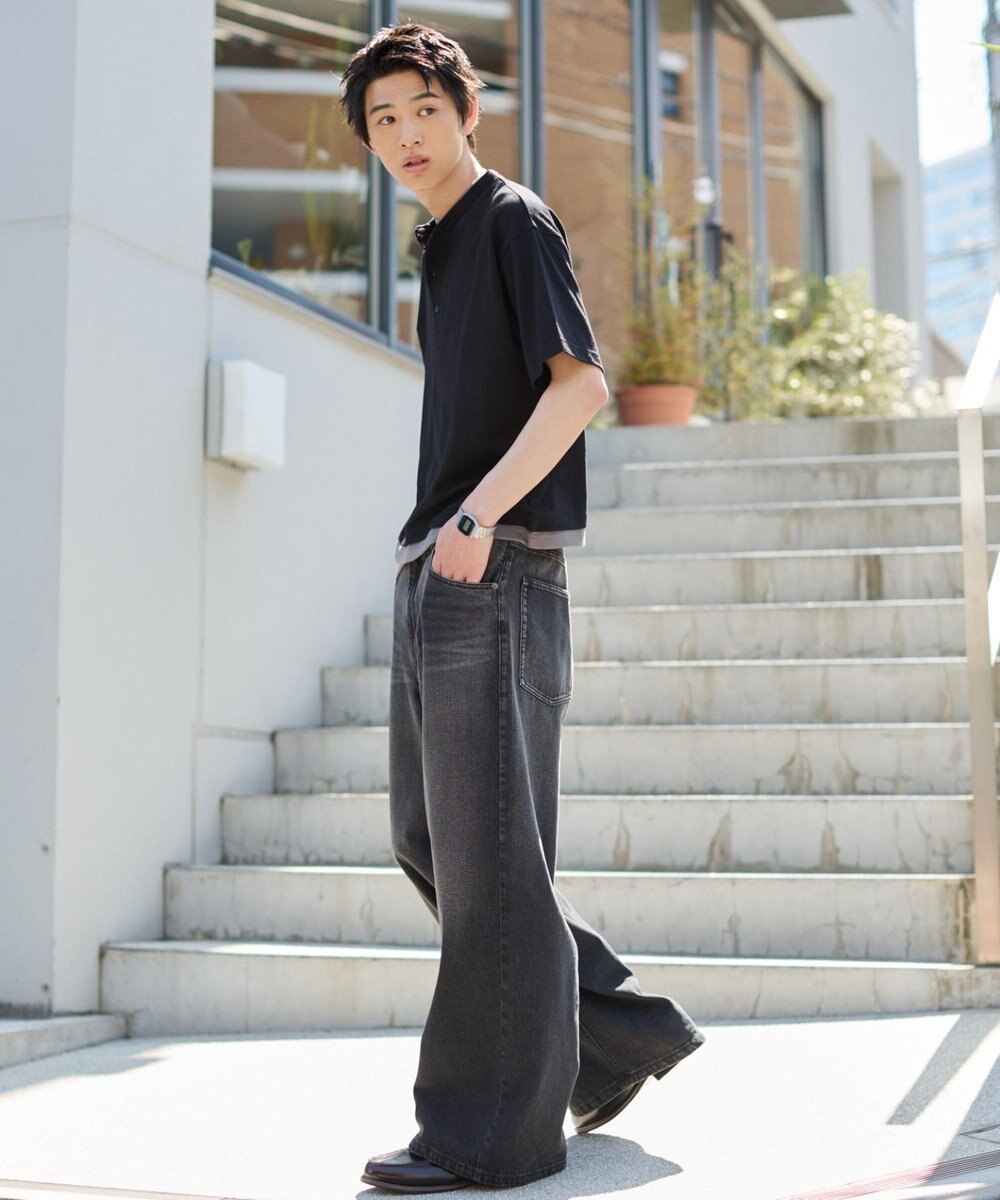 WEGO 【ユニセックス着用ITEM/SMLサイズ展開】エクストラバギーデニムパンツ 