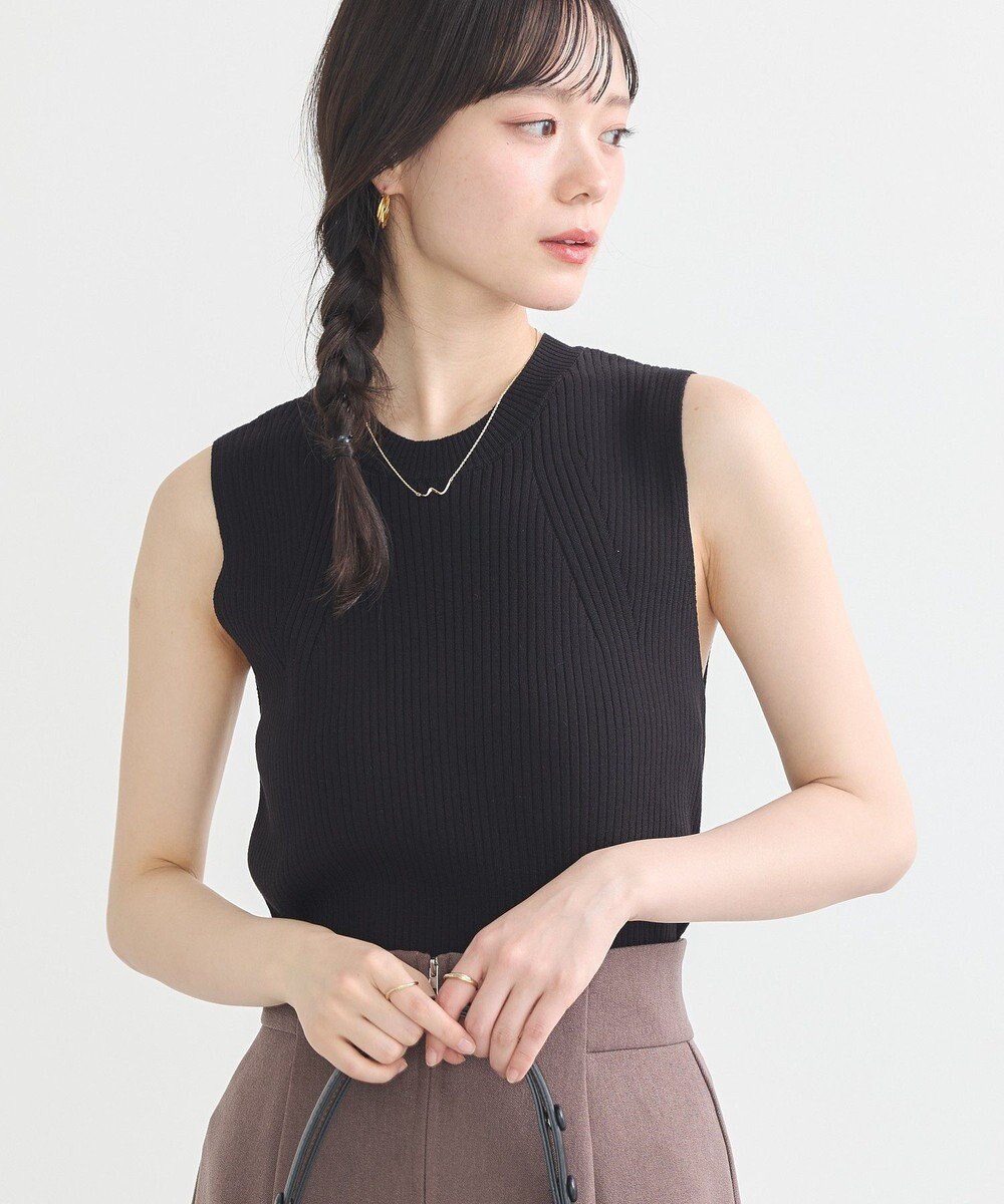 earth music&ecology ランダムリブノースリーブニット 