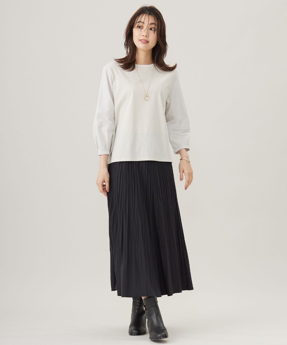 J.PRESS LADIES L プレーティングジャージー タックスリーブ カットソー 