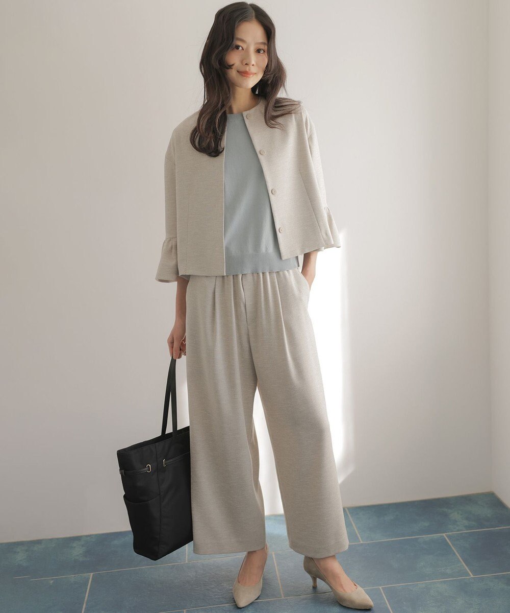 組曲 ライトリネンライクイージーワイド パンツ 