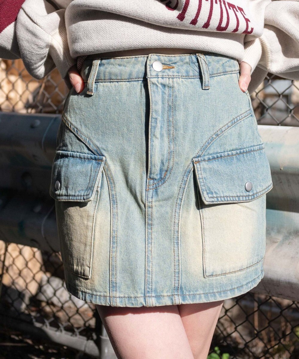 WEGO ヴィンテージウォッシュカーゴミニスカート 