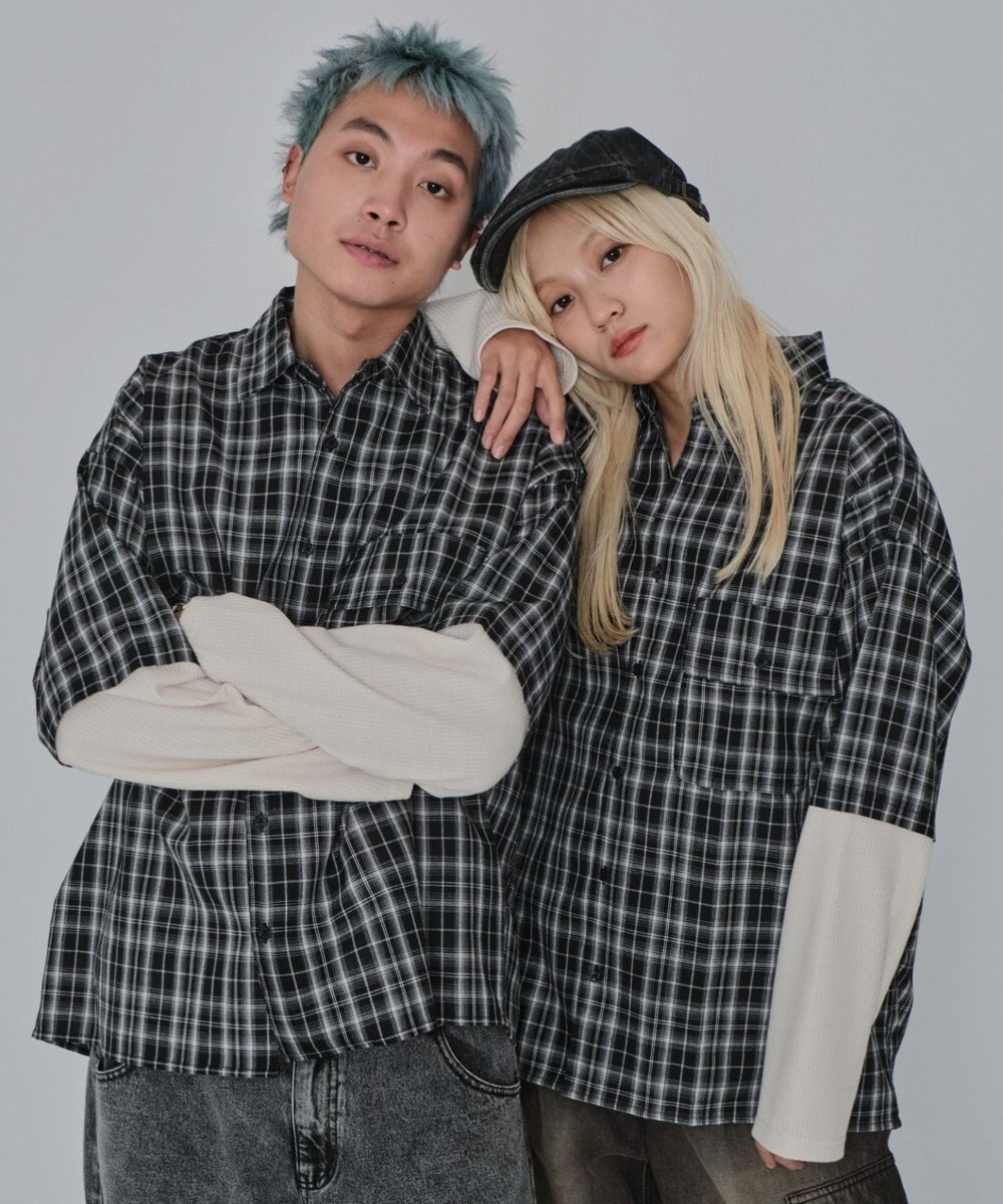 WEGO 【ユニセックス着用ITEM/MLサイズ展開】チェックレイヤードシャツ（LS） 
