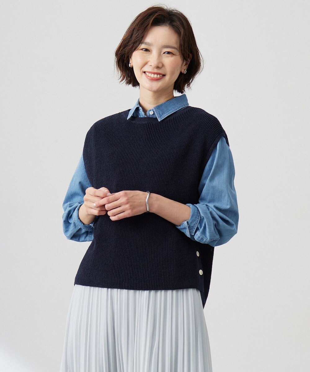 J.PRESS LADIES S 【洗える】Linen Cotton Vest  ニット ベスト 