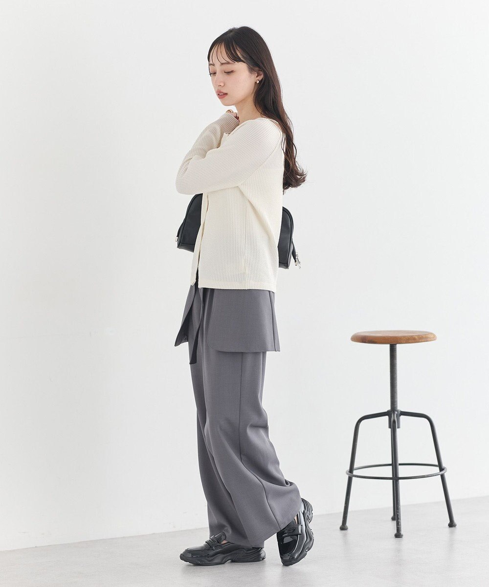 earth music&ecology 【予約】アシメ釦ツイストテレコカットソー 